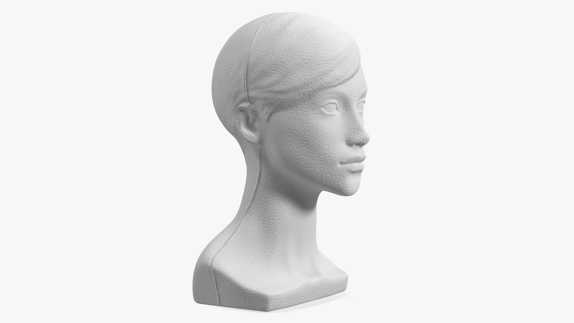 Styrofoam Female Mannequin Head with Hair 3D model preview