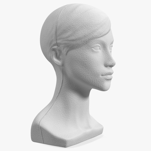 Styrofoam Female Mannequin Head with Hair 3D model