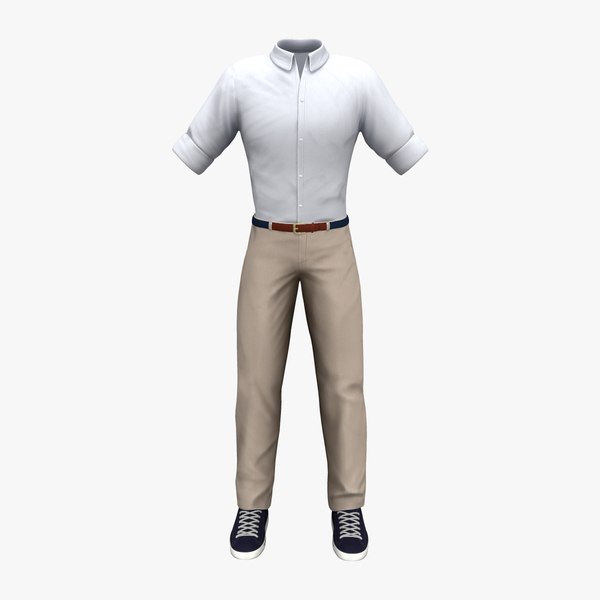 3D Men Formal Shirt And Chino Pants Full Outfit model