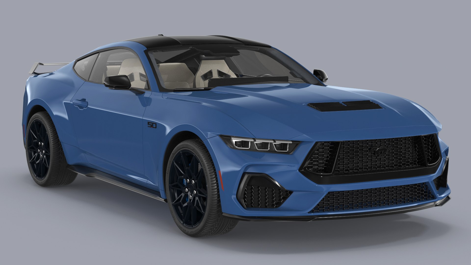 Ford Mustang 2024 Blue 3D model preview