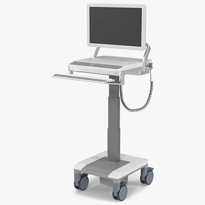 Medical Computing Workstation Cart White
