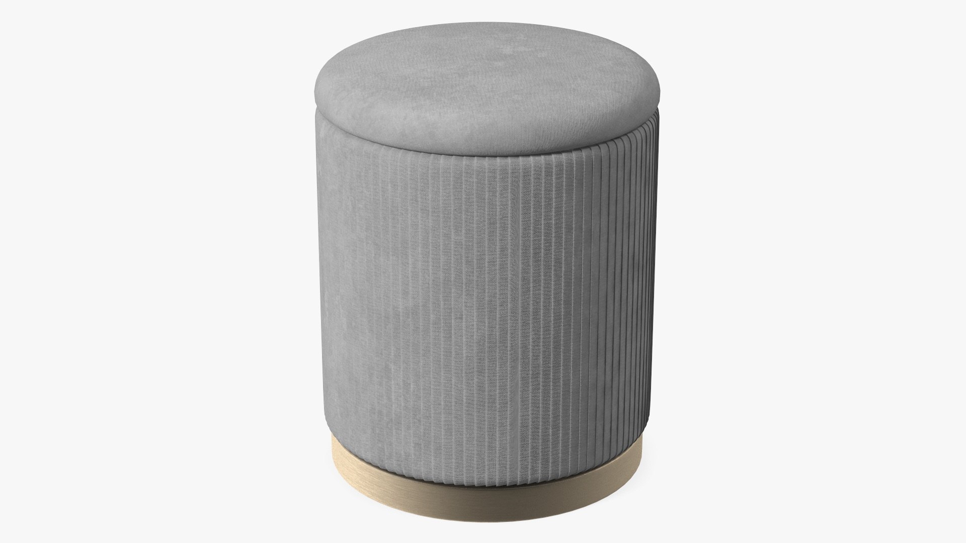 Round Fabric Ottoman Stool Grey 3D model preview