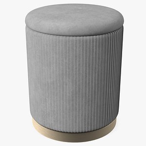 Round Fabric Ottoman Stool Grey