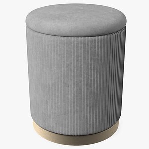 Round Fabric Ottoman Stool Grey