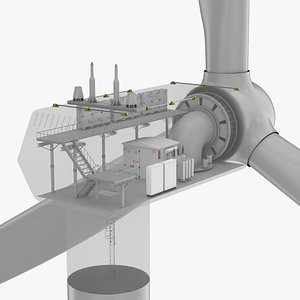 Wind Turbine Nacelle Cutaway Gray 3D