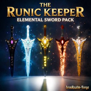 3D Legendary Runic Greatsword - Elemental Pack Game Ready  PBR model