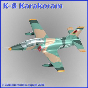 3d training jet k-8 karakorum model