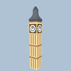 Big Ben Tower Cartoon Low Poly 3D model