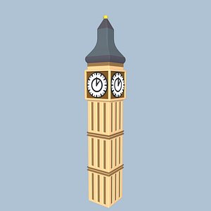 Big Ben Tower Cartoon Low Poly