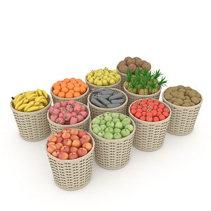 basket fruit and vegetable market sale 3D model