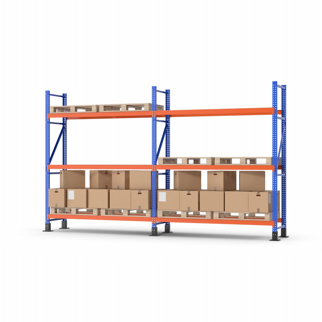Pallet Rack And Cardboard Boxes 3D model - TurboSquid 2161154