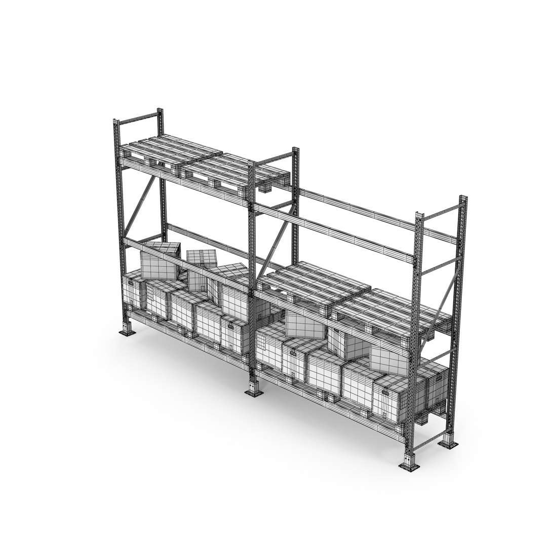 Pallet Rack And Cardboard Boxes 3D model - TurboSquid 2161154