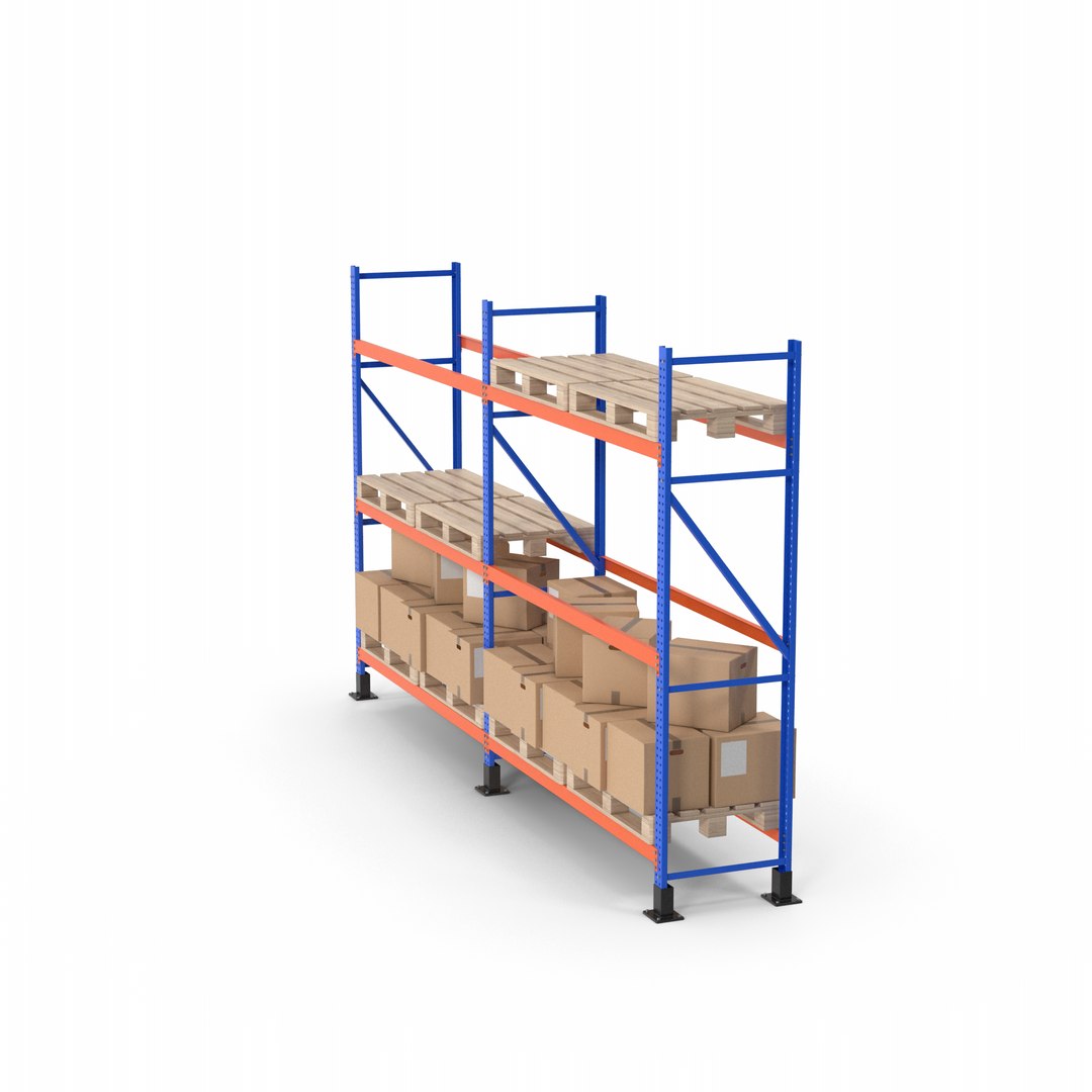 Pallet Rack And Cardboard Boxes 3D model - TurboSquid 2161154