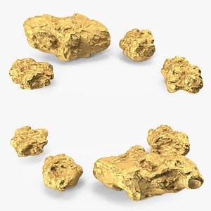 3D Gold Natural Minerals Big Stones