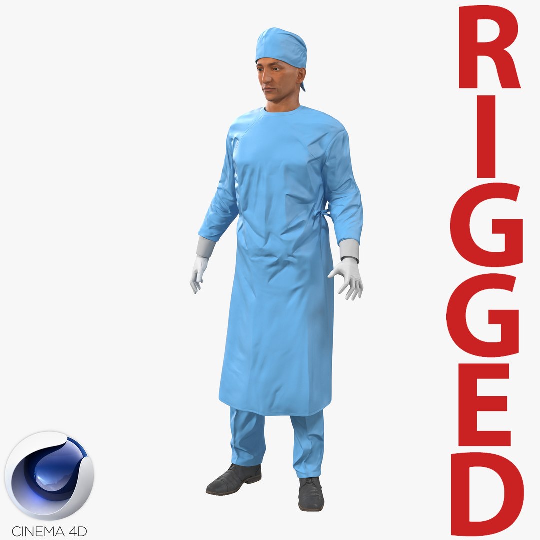 Male Surgeon Mediterranean Rigged 2 for Cinema 4D 3D model preview