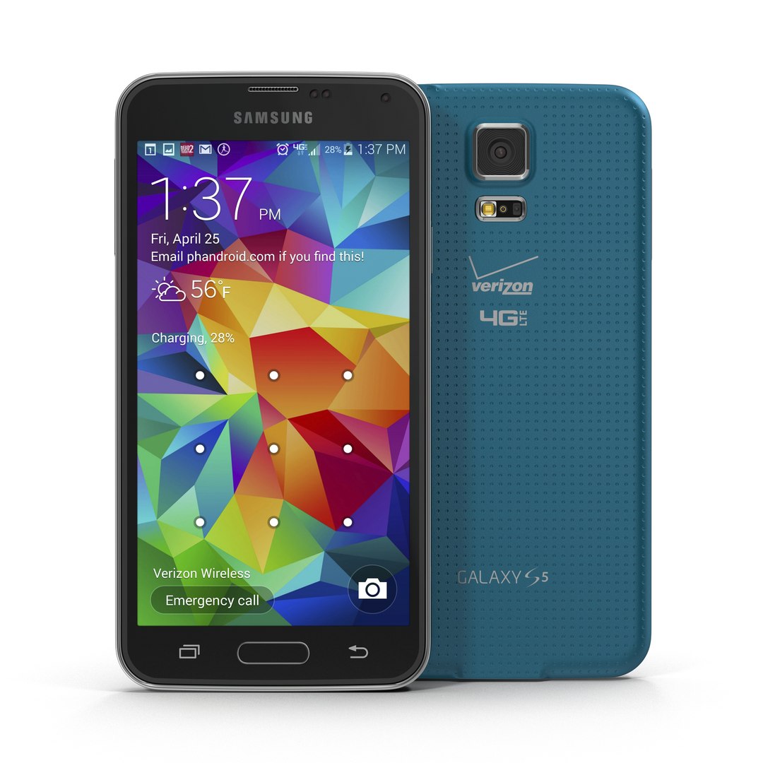Samsung Galaxy S5 Blue 3D Model 3D model preview