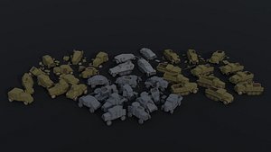 3D Low-poly Cartoon Dieselpunk armored cars asset Polygonal Style
