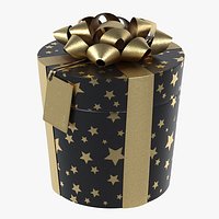Gift Box Cylinder Label Black