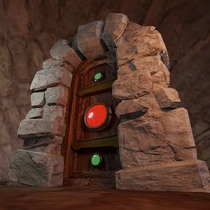 Mystical Stone Portal Door Game-Ready 3D Model 3D model