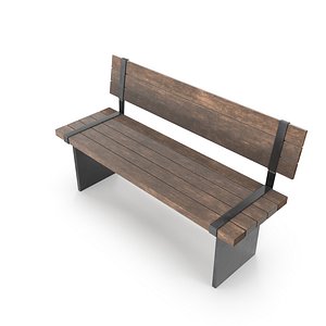 Weathered Outdoor Park Bench 34