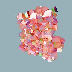 3D A cluster of different crystals