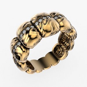 Diamond Down Jacket ring R53 all sizes 3D print model 3D