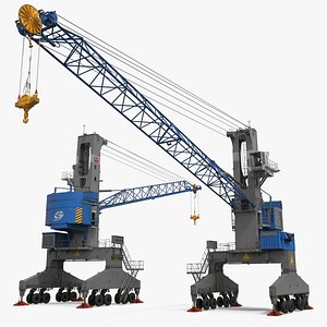 Terex Gottwald Harbour Crane Mobile Gray Blue 3D model