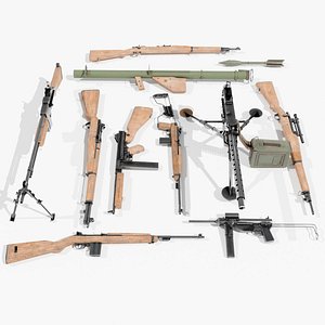 WW2 US army infantry weapons game ready