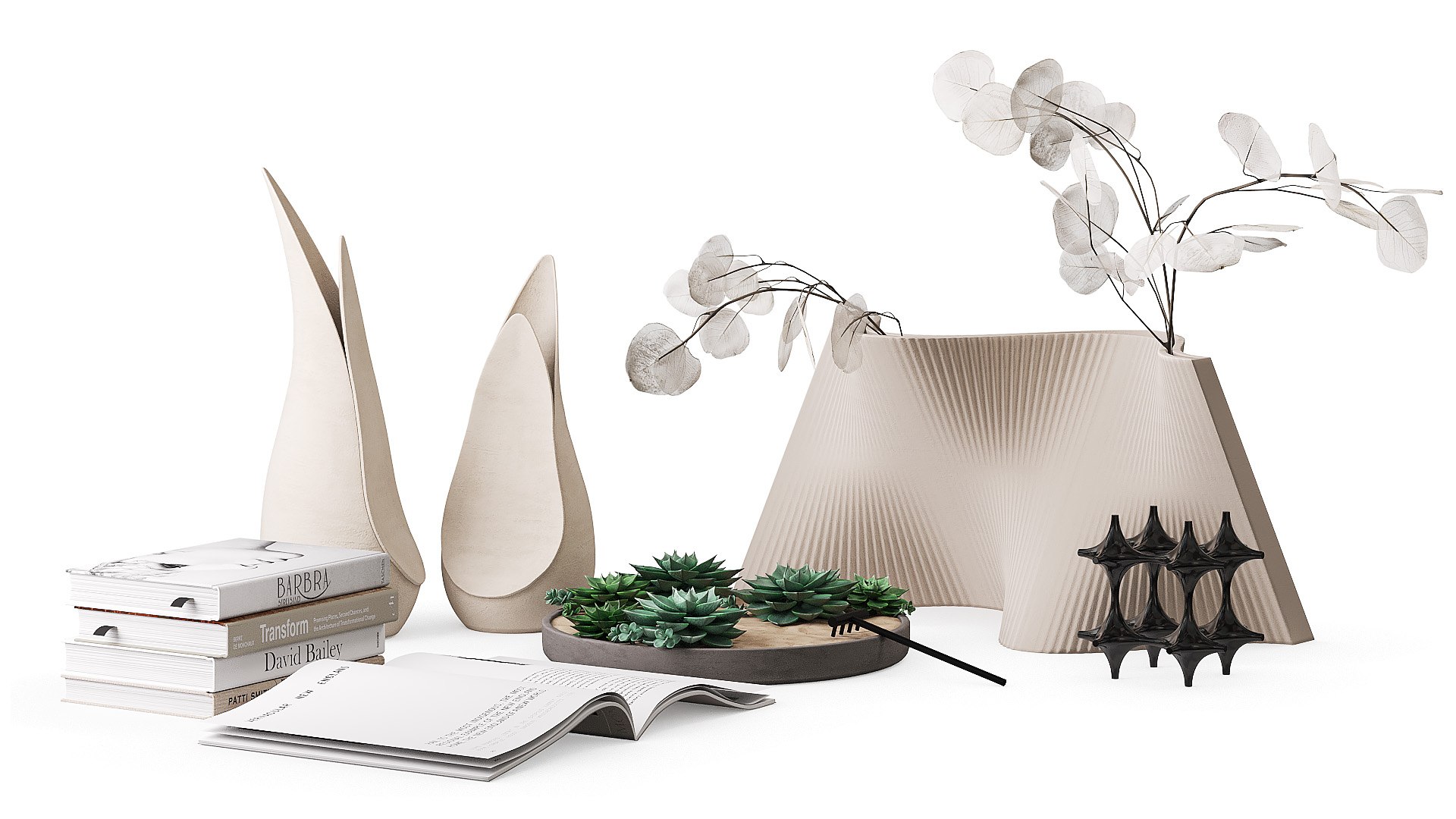 Decorative Set In Beige Tones 3D Model - TurboSquid 2137859