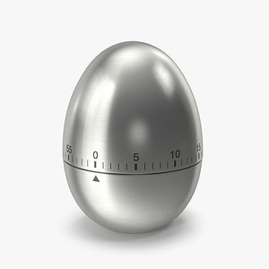 Stainless Steel Egg Shape Kitchen Timer 3D Model