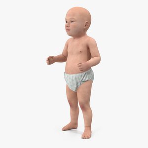 3d asian baby boy standing model