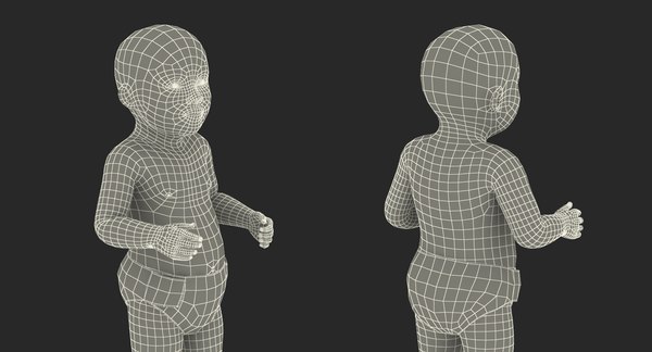 3d asian baby boy standing model