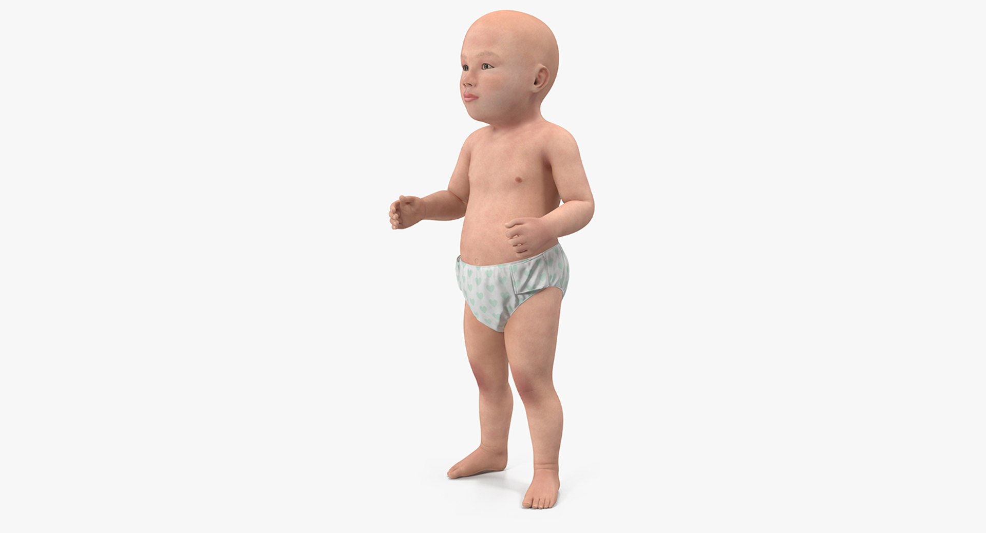 Asian Baby Boy Standing 3D Model preview