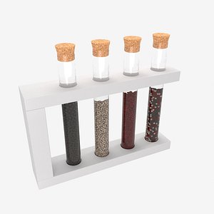 Stand with glass test tubes filled with pepper 3D model