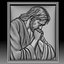 Jesus praying low bas-relief for CNC router or print