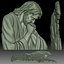 Jesus praying low bas-relief for CNC router or print