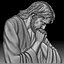 Jesus praying low bas-relief for CNC router or print