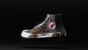 Grunge High-Top Sneakers Low Poly Game-Ready Character Shoes
