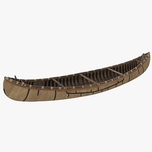 Traditional Birchbark Canoe 3D model