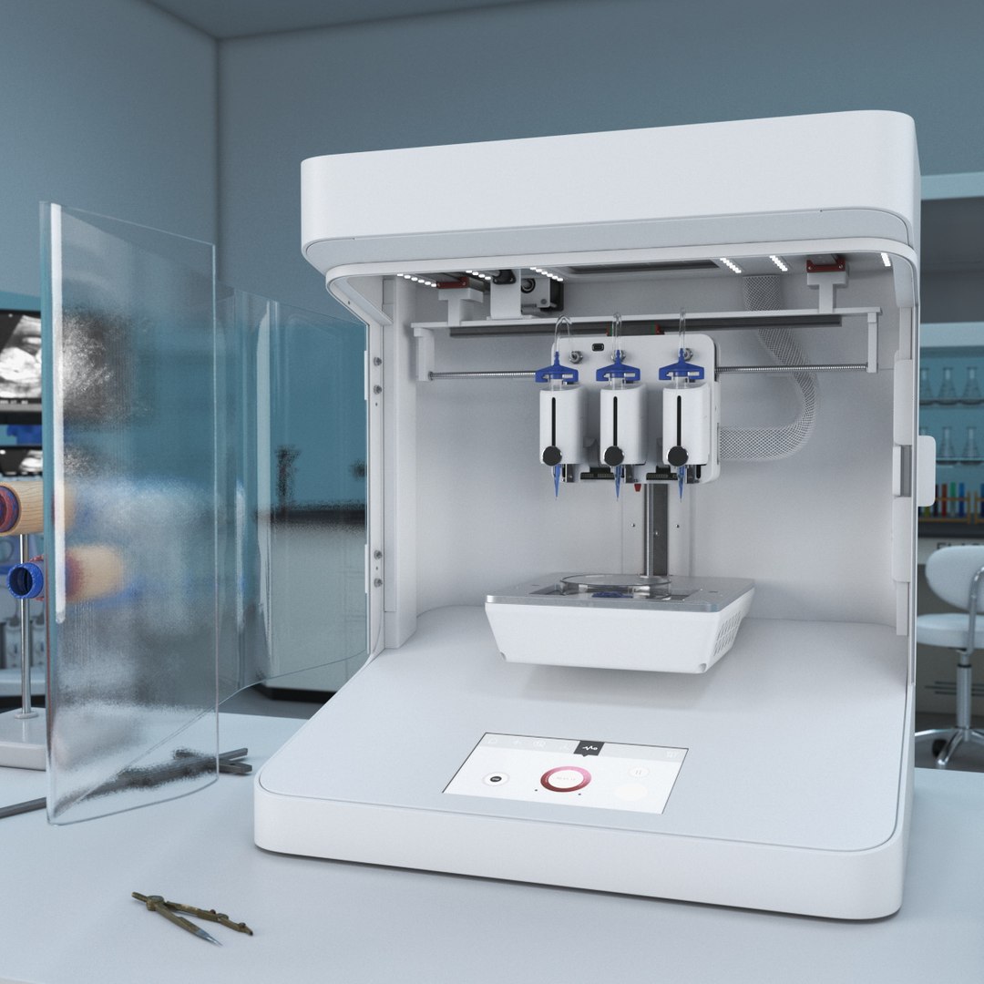 Modern 3D Bioprinter Rigged 3D model preview