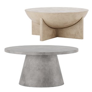 Stone Coffee Table West Elm 3D