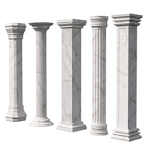 3D Marble Quintet Columns with Classic Design 4