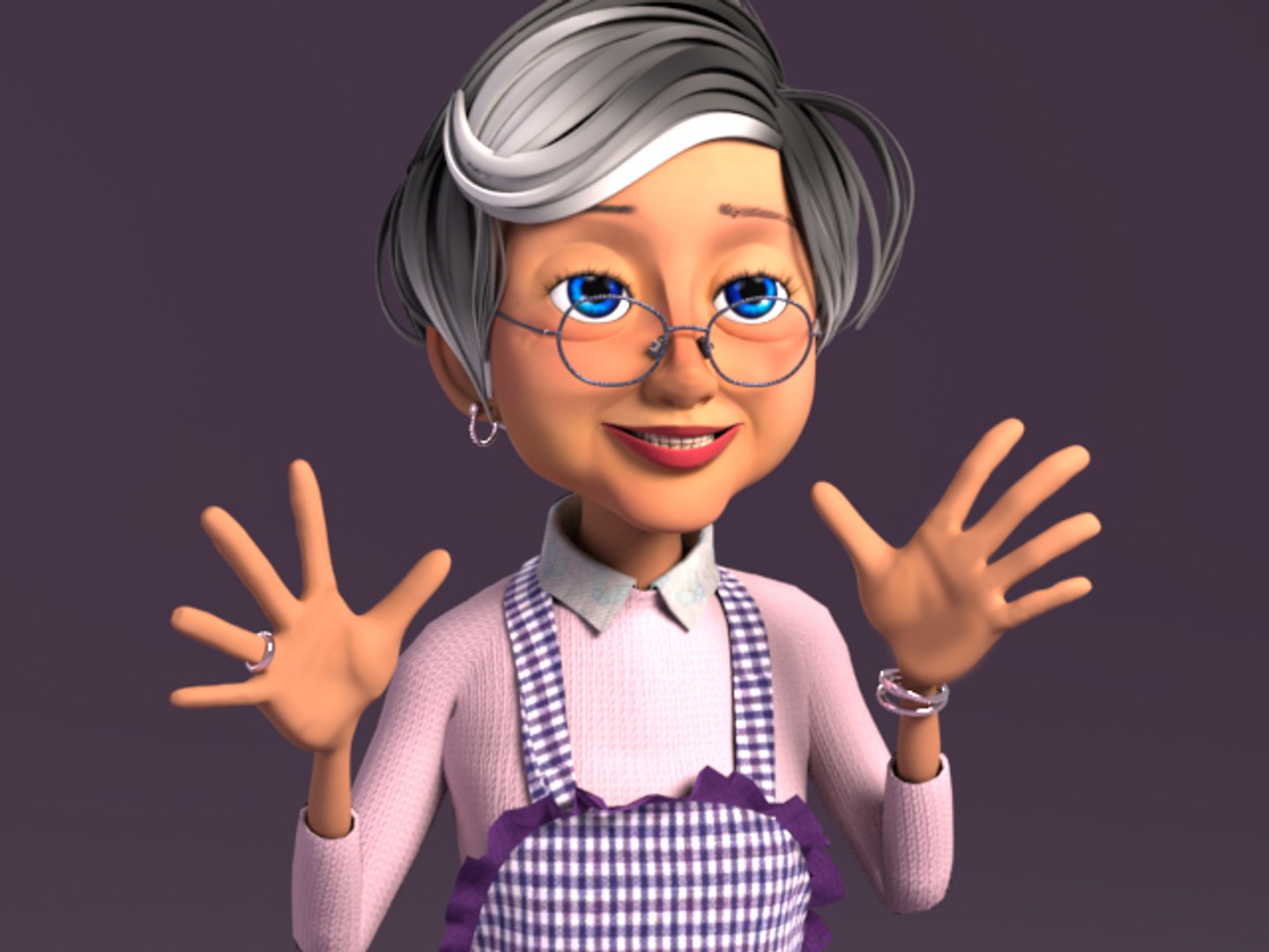 3D Cartoon Old Woman GrandMa with Rig - TurboSquid 1778864