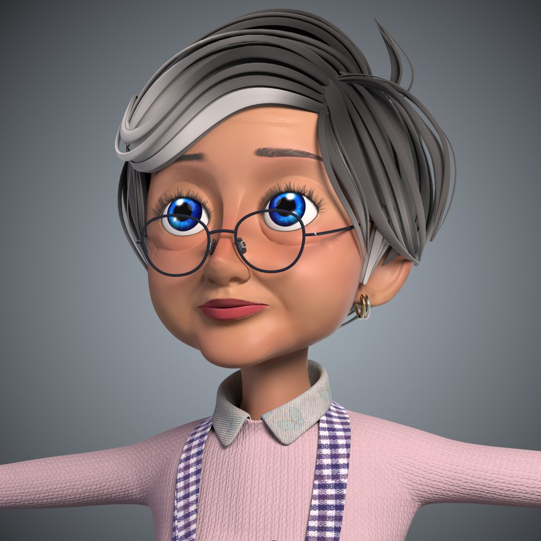 3D Cartoon Old Woman GrandMa With Rig - TurboSquid 1778864