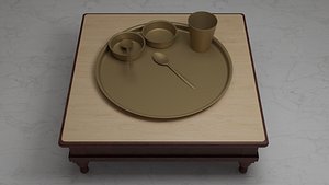 3D Indian Dinner-set of Brass model