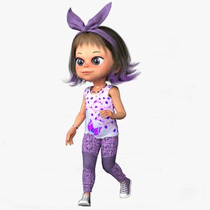 Cartoon 3D Rigged Cute Little Girl-Anna Character Model 3D