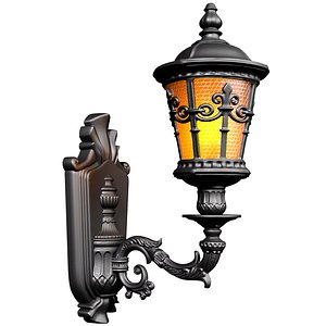Outdoor forged classic wall lamp lantern sconce streetlight 3D model 3D model