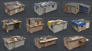 Lowpoly Shacks Collection 3D