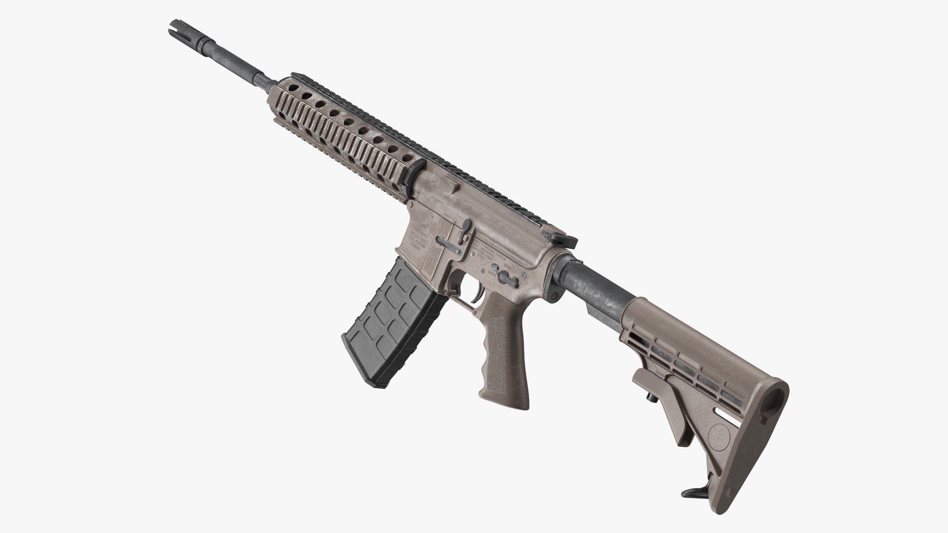 AR-15 Automatic Rifle Desert Camoufleged 3D model preview