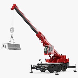 Compact Mobile Crane With Load 3D